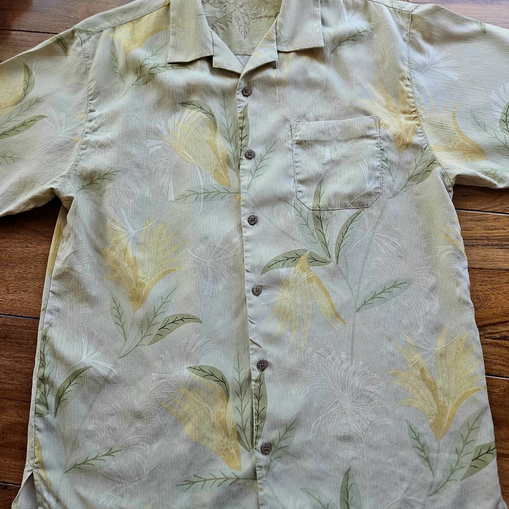 Tommy Bahama Green and Yellow Floral Shirt